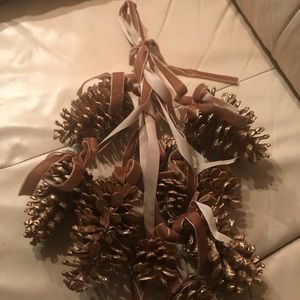 Gold pine cone with  ribbon Soft Surroundings
